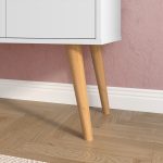 Aparador Buffet Wood Prime 3 Portas Cantinho Café Prateleira Organizadora Pés Palito Decoração Retrô - Branco - Rpm - Imagem 3
