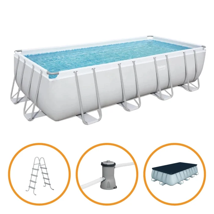 Piscina Estrutural 11.532 Litros Retangular com Capa + Escada e Filtro Bestway - Imagem 1