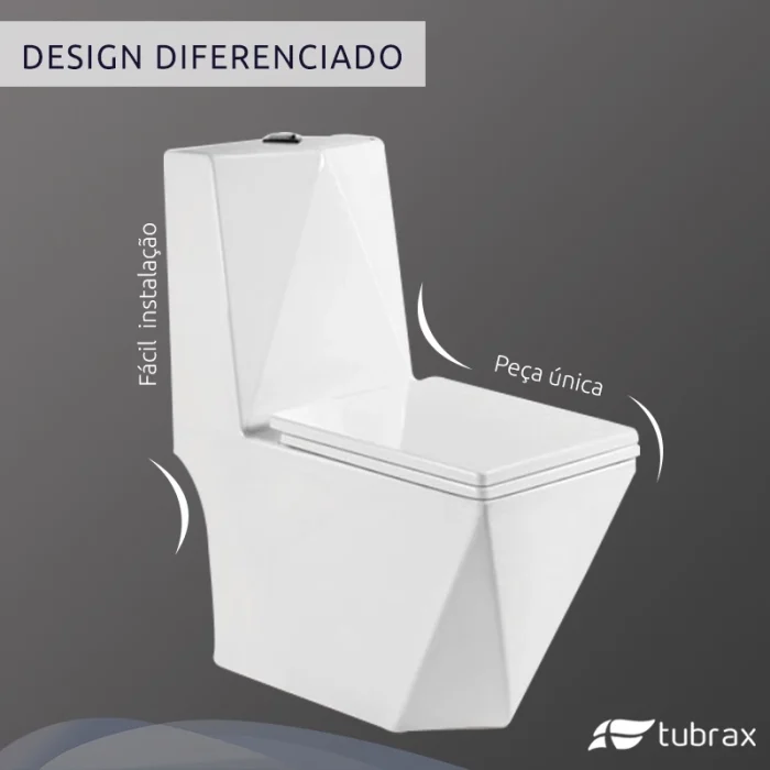 Vaso Sanitário Monobloco Completo – Caixa Acoplada Tubrax modelo Diamante Tubrax - Imagem 6
