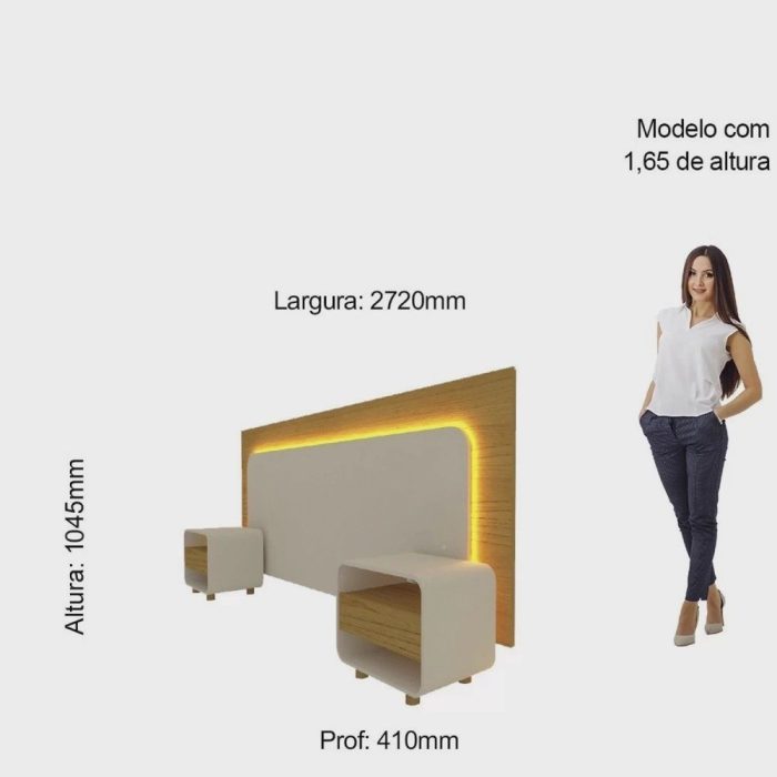 Cabeceira Box Casal com 2 Mesas de Cabeceira com Led Innova - Imagem 4
