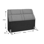 Cabeceira Cama Box Estofada Casal Casal Imperador Suede Cinza/Negro – Simbal - Imagem 3