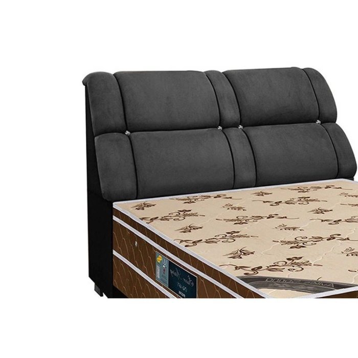 Cabeceira Cama Box Estofada Casal Casal Imperador Suede Cinza/Negro – Simbal - Imagem 1