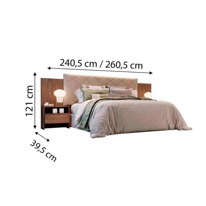 Cabeceira Cama Box Madeirado Casal Everest Plus c/ 2 Gavetas Cumaru/Fendi – Novo Horizonte - Imagem 3