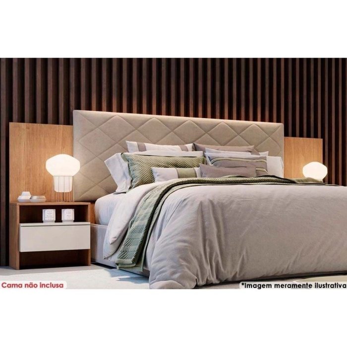 Cabeceira Cama Box Madeirado Casal Everest Plus c/ 2 Gavetas Cumaru/Fendi – Novo Horizonte - Imagem 1