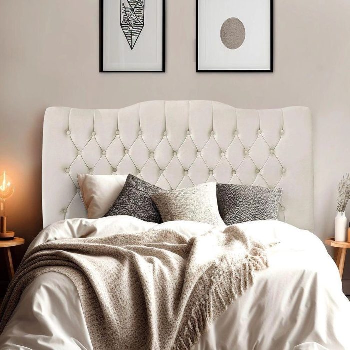 Cabeceira Cama Queen Capitone Sophia Provençal Suede Bege 60 rbl - Imagem 2