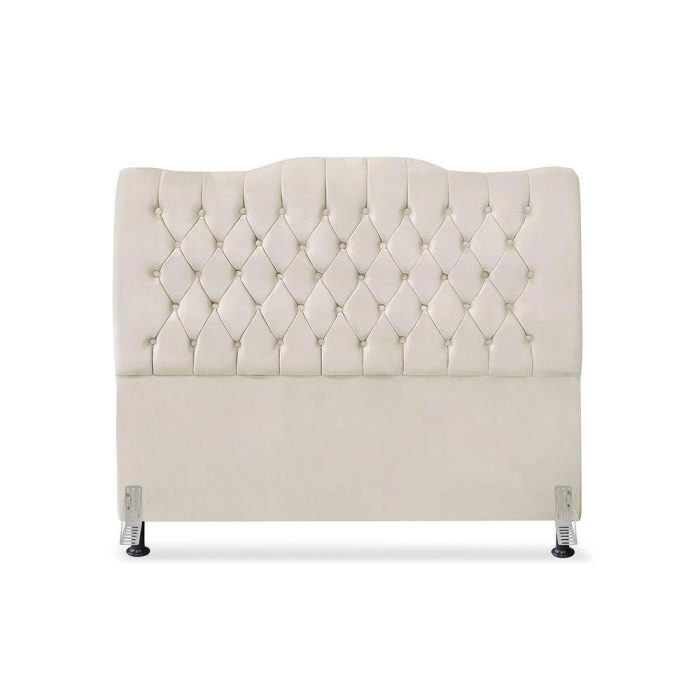 Cabeceira Cama Queen Capitone Sophia Provençal Suede Bege 60 rbl - Imagem 3