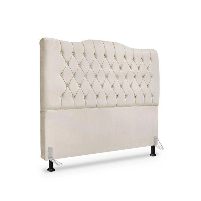 Cabeceira Cama Queen Capitone Sophia Provençal Suede Bege 60 rbl - Imagem 1
