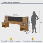 Cabeceira Casal  Queen 160cm 2 Mesas de Cabeceiras com Led Calitan - Imagem 3