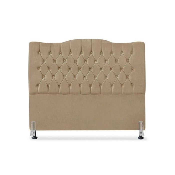 Cabeceira De Cama Box Casal 140 Cm Dunas – Veludo Bege Escuro - Imagem 3