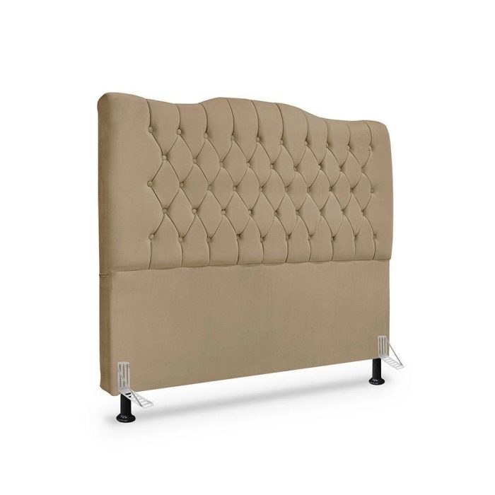 Cabeceira De Cama Box Casal 140 Cm Dunas – Veludo Bege Escuro - Imagem 1
