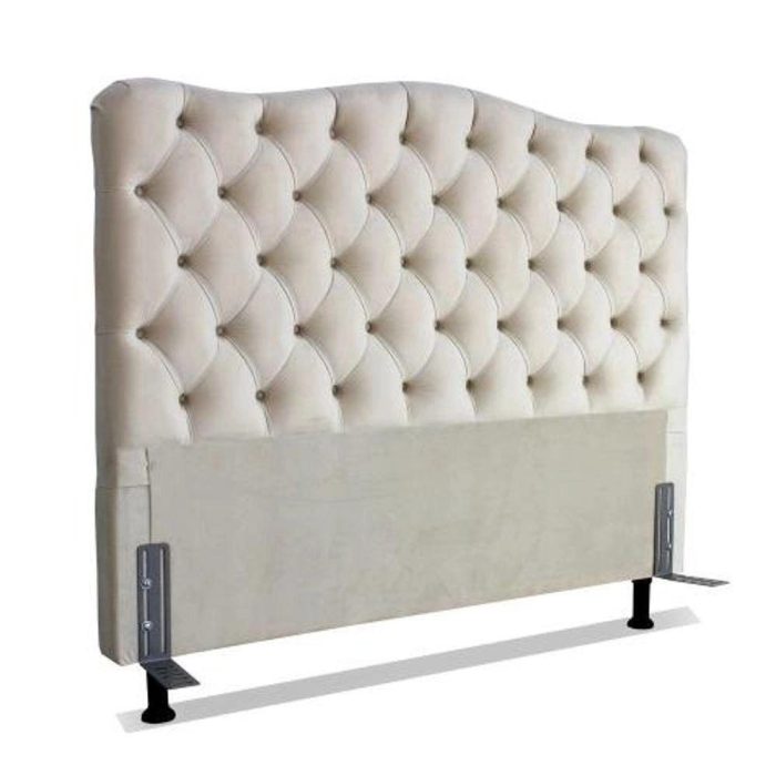 Cabeceira De Cama Box King 195 Cm Dunas Veludo Bege Claro - Imagem 1