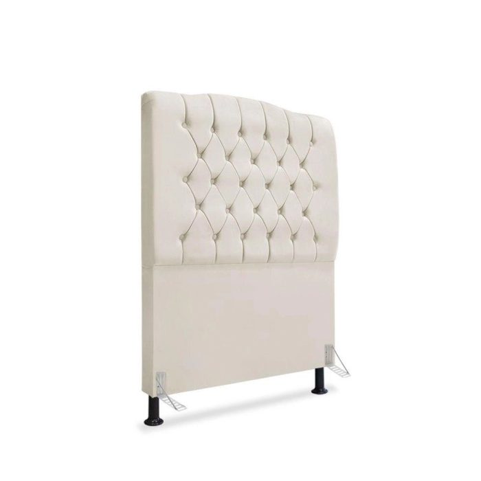 Cabeceira De Cama Box Solteiro 90 Cm Dunas – Veludo Bege Claro. - Imagem 1