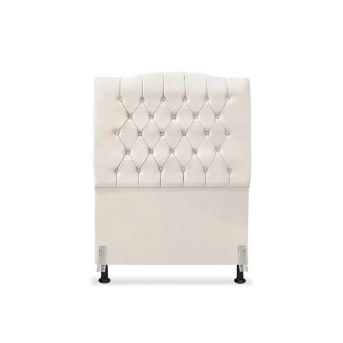 Cabeceira De Cama Box Solteiro 90 Cm Dunas – Veludo Bege Claro. - Imagem 2