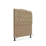 Cabeceira De Cama Box Solteiro 90 Cm Dunas – Veludo Bege Escuro.