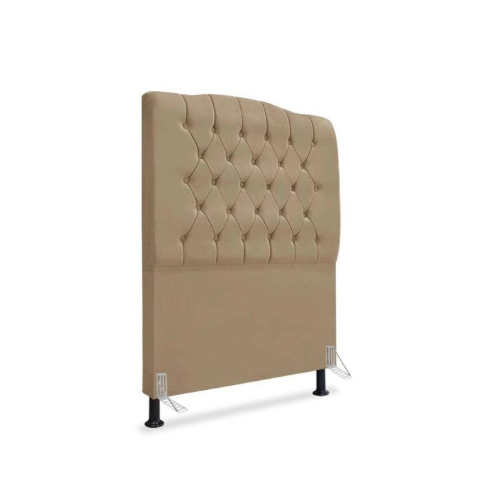 Cabeceira De Cama Box Solteiro 90 Cm Dunas – Veludo Bege Escuro. - Imagem 1