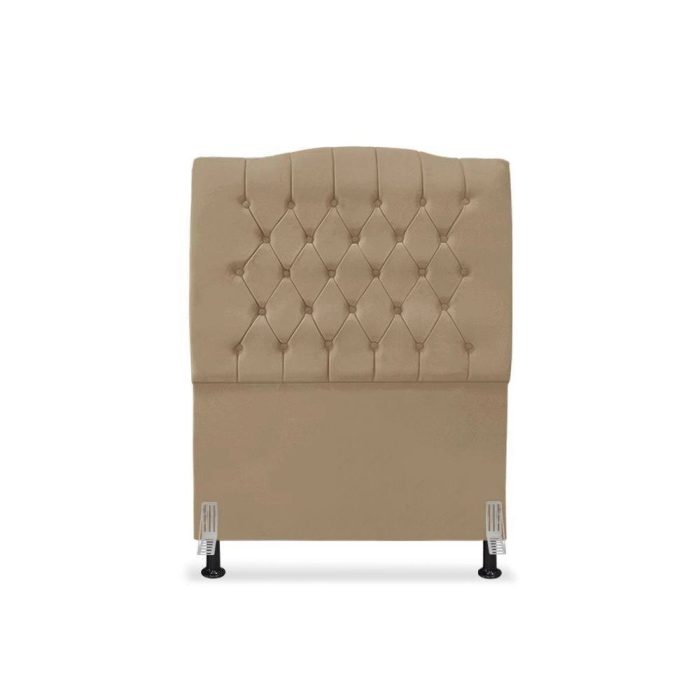 Cabeceira De Cama Box Solteiro 90 Cm Dunas – Veludo Bege Escuro. - Imagem 3