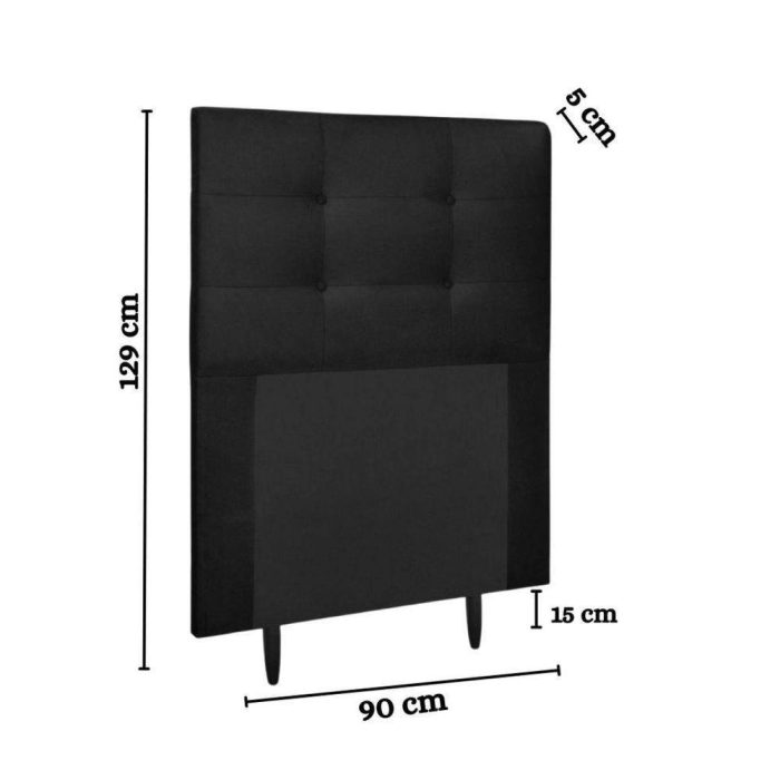 Cabeceira Estofada Cama Solteiro 90 Cm Helena Suede Preto - Imagem 2