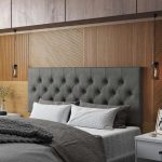 Cabeceira Estofada Painel Suspenso Cama Box Casal 1,40 Quarto Moderno Paris Com Captonê Suede Cinza – Lojas rpm