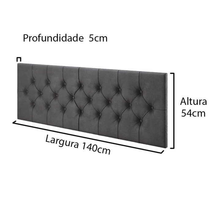 Cabeceira Estofada Painel Suspenso Cama Box Casal 1,40 Quarto Moderno Paris Com Captonê Suede Cinza – Lojas rpm - Imagem 3