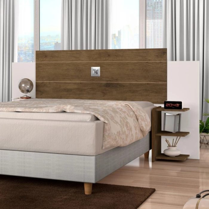 Cabeceira Para Cama Box Casal Regulável 1,40/1,60m Acapulco Jequitibá / Off White J&A - Imagem 2