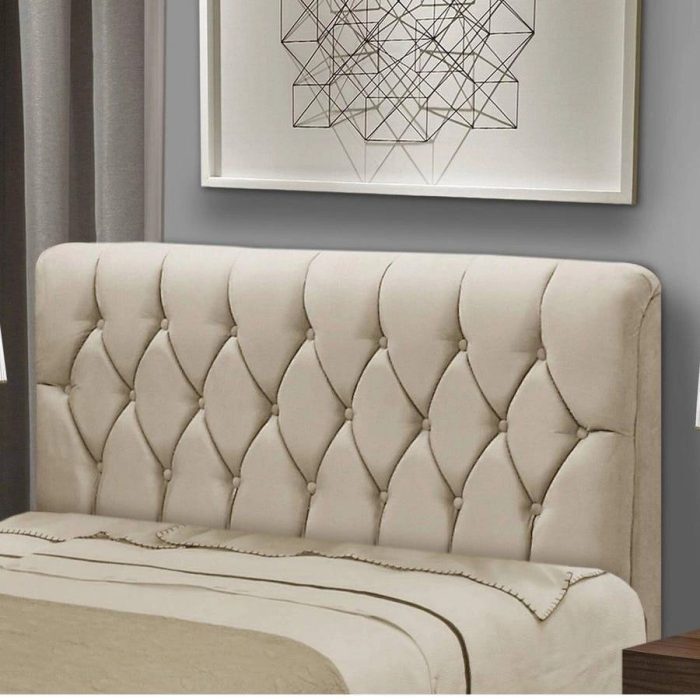 Cabeceira de Cama Box Casal 140 cm Capitone Istambul Dobuê – Bege - Imagem 1