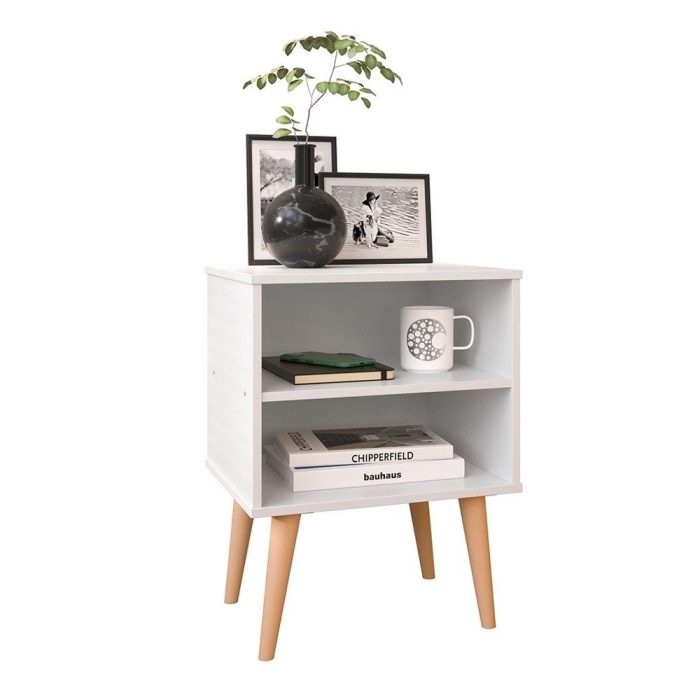 Conjunto 2 Mesas de Cabeceira Nicho Kit Mesinhas Decoração Quarto Retrô – Branco – Lojas rpm - Imagem 2