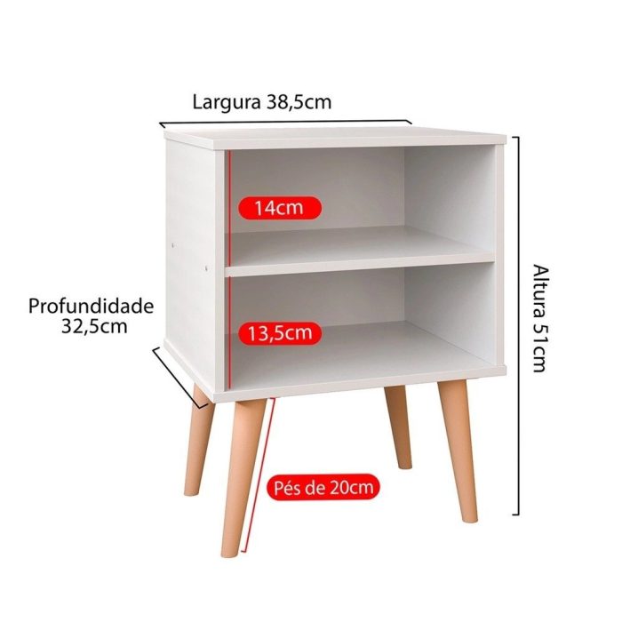 Conjunto 2 Mesas de Cabeceira Nicho Kit Mesinhas Decoração Quarto Retrô – Branco – Lojas rpm - Imagem 6