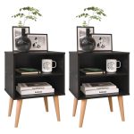Conjunto 2 Mesas de Cabeceira Nicho Kit Mesinhas Decoração Quarto Retrô – Preto – Lojas rpm