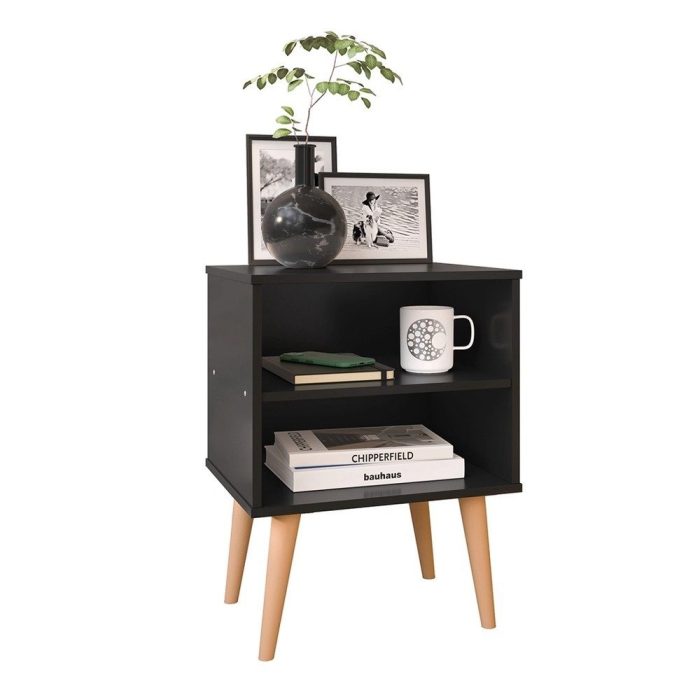 Conjunto 2 Mesas de Cabeceira Nicho Kit Mesinhas Decoração Quarto Retrô – Preto – Lojas rpm - Imagem 2