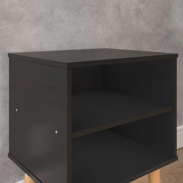 Conjunto 2 Mesas de Cabeceira Nicho Kit Mesinhas Decoração Quarto Retrô – Preto – Lojas rpm - Imagem 4