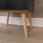 Conjunto 2 Mesas de Cabeceira Nicho Kit Mesinhas Decoração Quarto Retrô – Preto com Freijó – Lojas rpm - Imagem 4