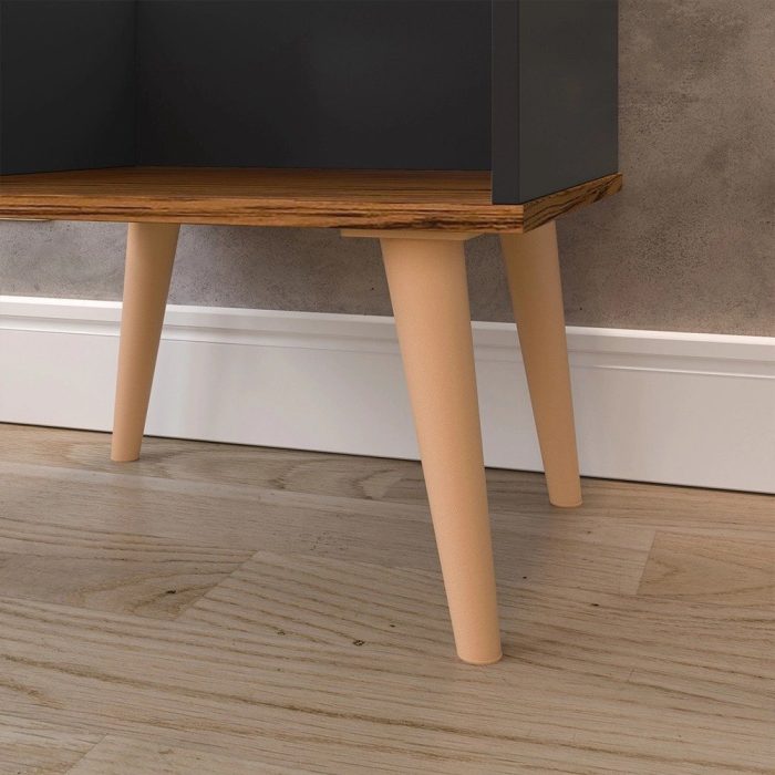 Conjunto 2 Mesas de Cabeceira Nicho Kit Mesinhas Decoração Quarto Retrô – Preto com Freijó – Lojas rpm - Imagem 4
