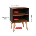 Conjunto 2 Mesas de Cabeceira Nicho Kit Mesinhas Decoração Quarto Retrô – Preto com Freijó – Lojas rpm - Imagem 5