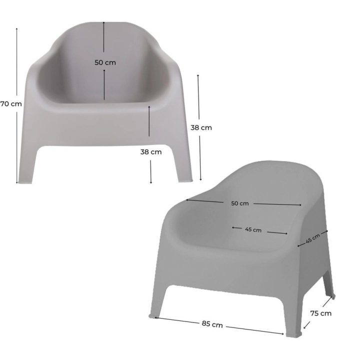 Conjunto 4 Poltronas Skarpo Cinza + Mesa Puket Cinza - Imagem 2