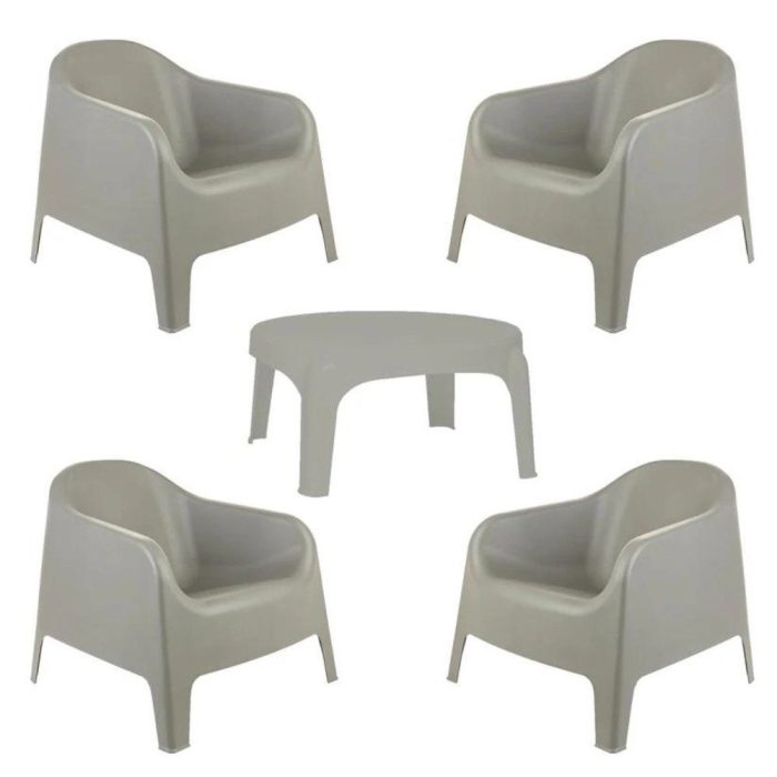 Conjunto 4 Poltronas Skarpo Cinza + Mesa Puket Cinza - Imagem 1