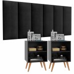 Conjunto Cabeceira Casal 1,40 Julia com Kit 2 Mesas de Cabeceira rpm – Preto – Lojas rpm