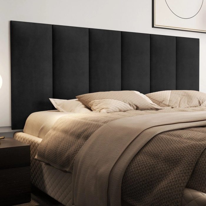 Conjunto Cabeceira Casal 1,40 Julia com Kit 2 Mesas de Cabeceira rpm – Preto – Lojas rpm - Imagem 2