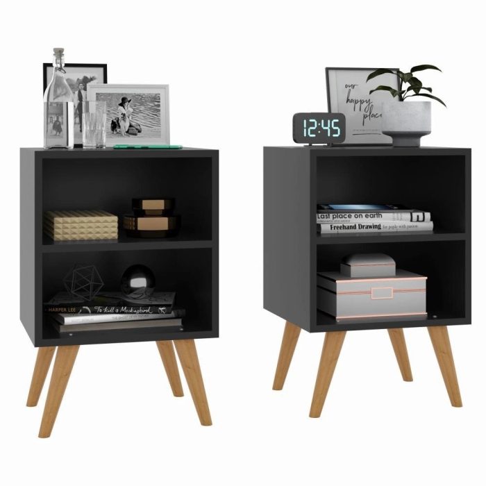 Conjunto Cabeceira Casal 1,40 Julia com Kit 2 Mesas de Cabeceira rpm – Preto – Lojas rpm - Imagem 3
