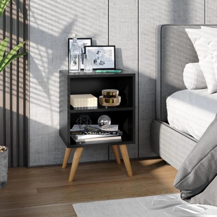 Conjunto Cabeceira Casal 1,40 Julia com Kit 2 Mesas de Cabeceira rpm – Preto – Lojas rpm - Imagem 4