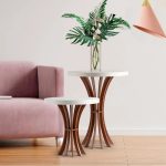 Conjunto De Mesa De Canto Cálice Redonda 40 E 60Cm De Altura