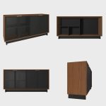 Conjunto Decorativo Cristaleira com Led e Buffet Aparador 160cm TenerifeGunga Preto FoscoNoce G73 – Gran Belo - Imagem 7