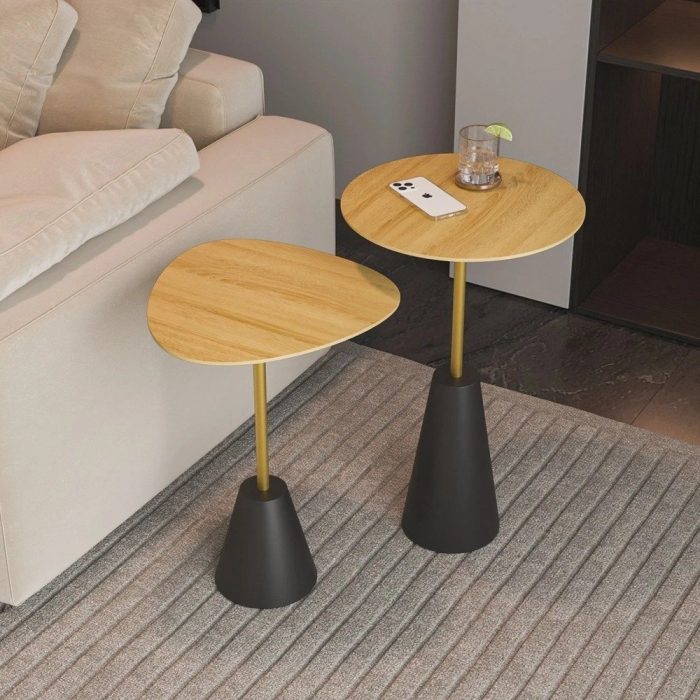 Conjunto Mesa de Canto Napoli Metal 65cm X 40cm X 40cm Natural Tawary  Dourado - Imagem 1