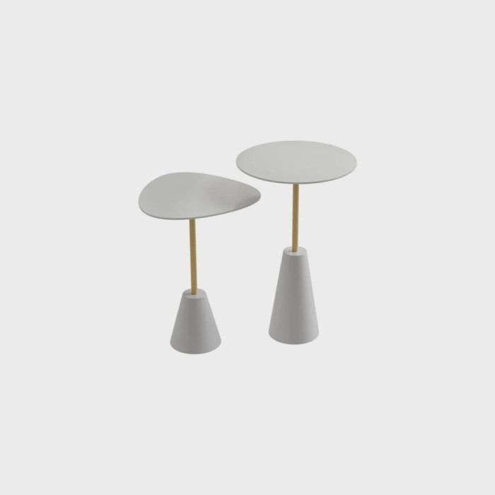 Conjunto Mesa de Canto Napoli Metal 65cm X 40cm X 40cm fendy  dourado - Imagem 2