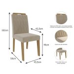 Conjunto Mesa para Sala de Jantar Ágata 130×80 Tampo MDF/Vidro 4 Cadeiras Paola Cimol Nature/Off White/Nude - Imagem 5
