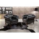 Conjunto Poltronas Dom Pedro Chesterfield Vintage Retrô ( 3 Peças ) preto - Imagem 4