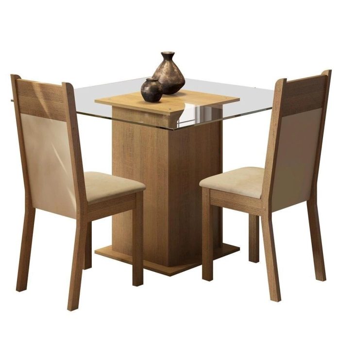 Conjunto Sala De Jantar Madesa Moni Mesa Tampo De Vidro Com 2 Cadeiras - Imagem 2