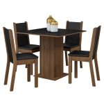 Conjunto Sala De Jantar Mesa Tampo De Madeira 4 Cadeiras Rustic/preto Briana Madesa Rustic/preto - Imagem 2