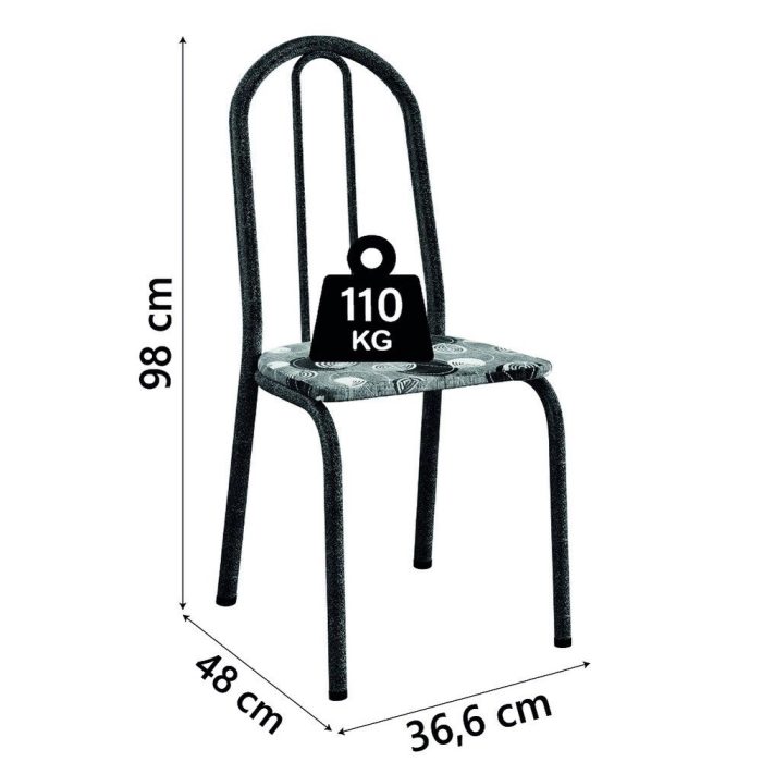 Conjunto Sala De Jantar Mesa Thais Com 4 Cadeiras Diva 0,70m Granito Preto Craquelado/Folha Artefamol - Imagem 4