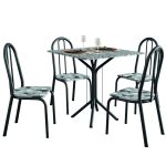 Conjunto Sala De Jantar Mesa Thais Com 4 Cadeiras Diva 0,70m Granito Preto/Folha Artefamol