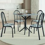 Conjunto Sala De Jantar Mesa Thais Com 4 Cadeiras Diva 0,70m Granito Preto/Folha Artefamol - Imagem 2